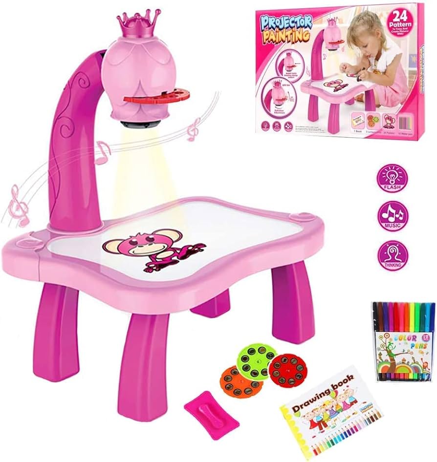 🎨 Mesa Happy Paint Rosada – Set de Dibujo Infantil (24 Piezas) 🖍️