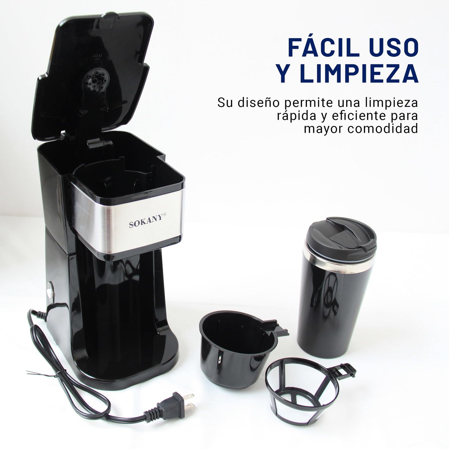 Cafetera Sokany con Vaso Térmico