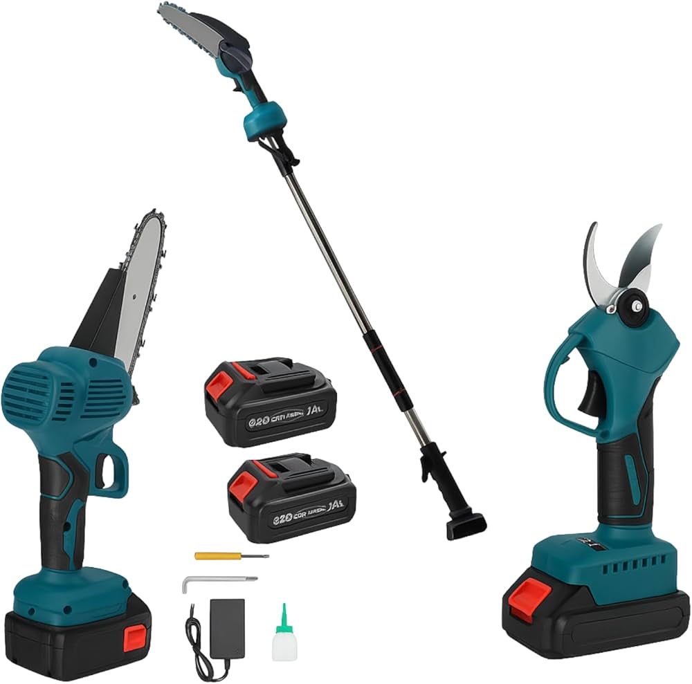SET JARDINERO- CORTACESPED-TIJERA-MOTOSIERRA ( 3 PZ/ 2 BATERIAS DE 48V)