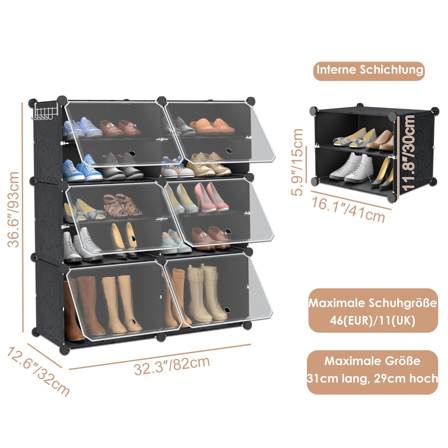 Zapatera 6 Divisiones con Tapa Plástica multifuncional